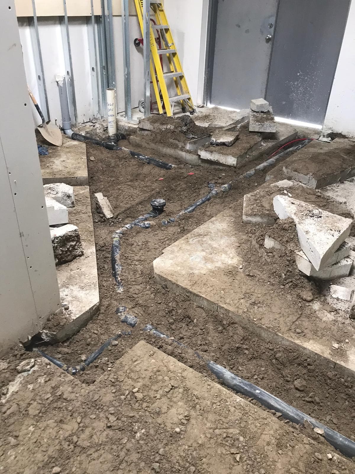 Basement drain trenching - FDR Plumbing, Milton, ON