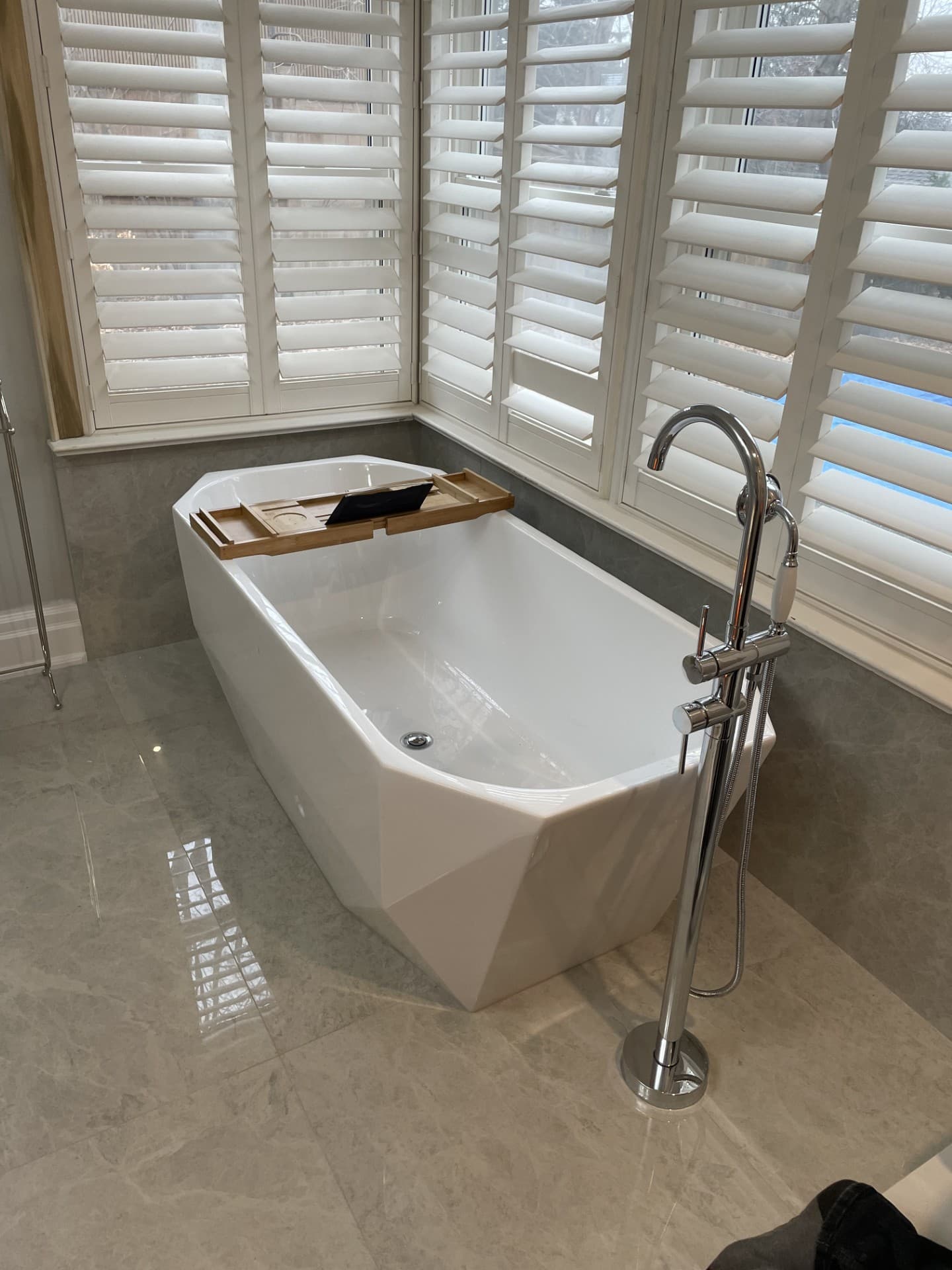 Freestanding bathtub faucet installation by FDR Plumbing